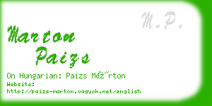 marton paizs business card